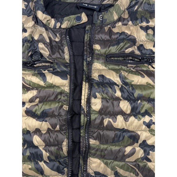 Me Jane Camo Quilted Puffer Jacket Womens Medium Military Utility Lightweight - Picture 4 of 10